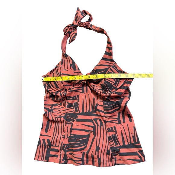 ATHLETA womens Sculpted Halter Tankini underwire swim Top Sienna Print 34B/C NWT - Picture 3 of 5
